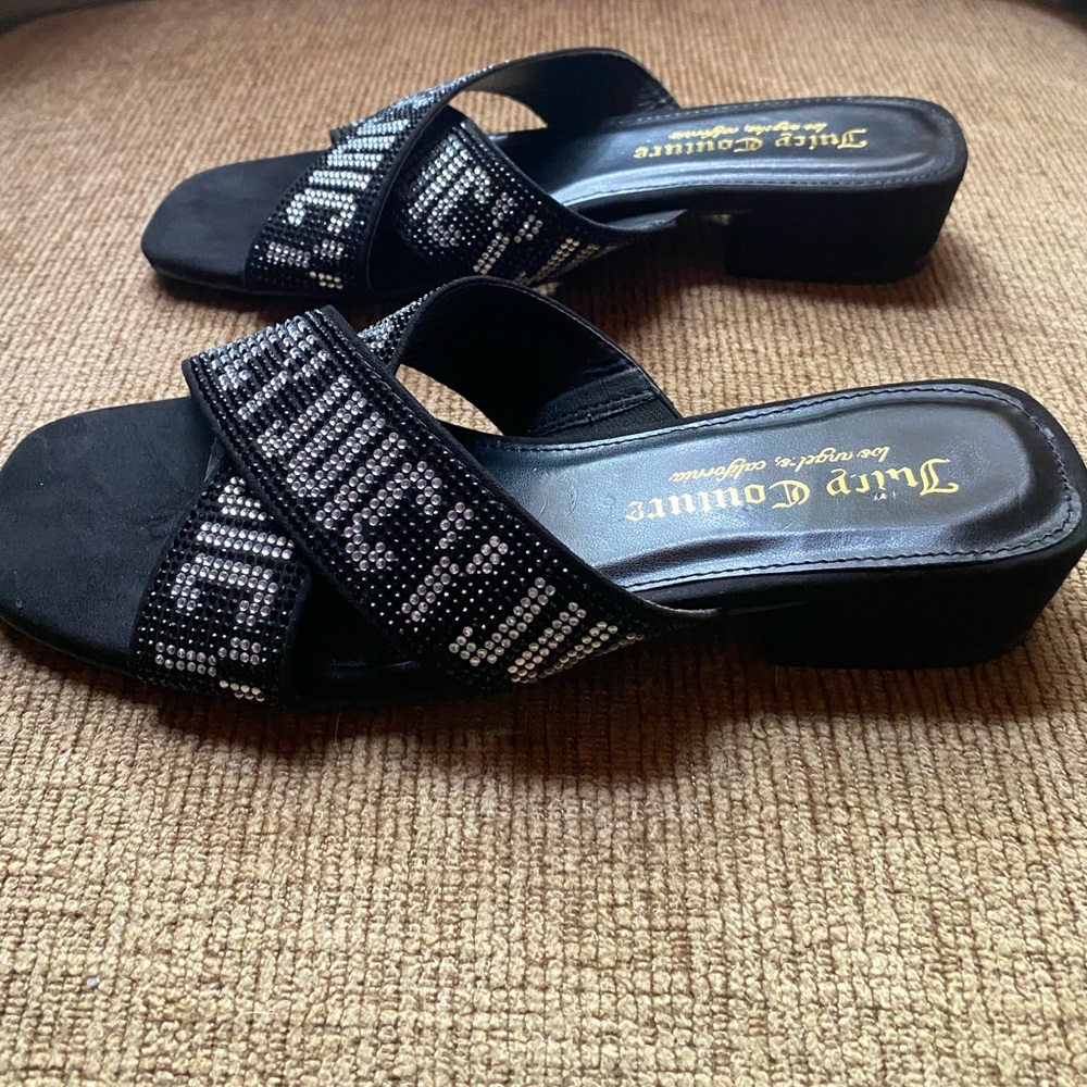 Juicy Couture   Slide/Sandals, Black with Rhinestones
